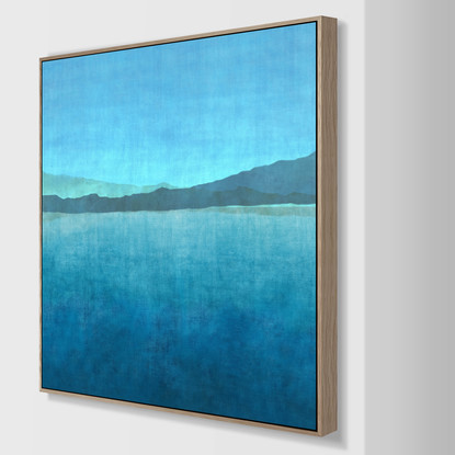 Abstract lake green blue framed print