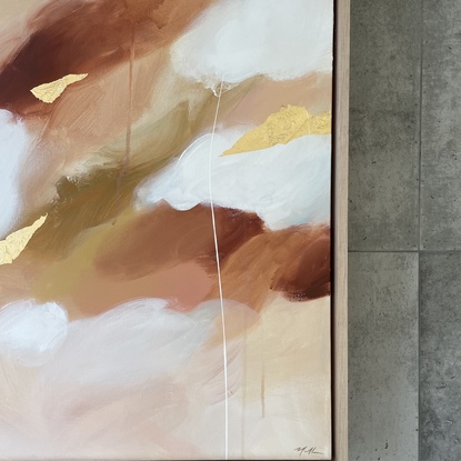 Soft earthy tones are a clear winner in this original artwork, the textures and layers with flashes of gold will make your walls sing.