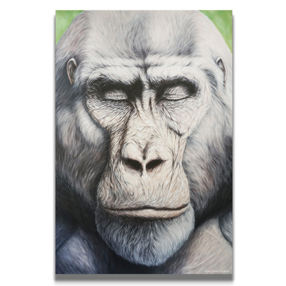 Gorilla oil painting by wildlife artist Mahdhav Sarna