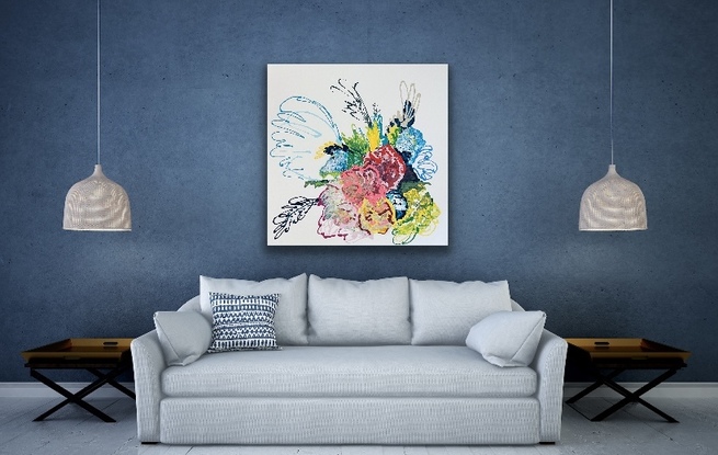 Abstract floral in bright summer colours 