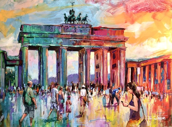 Brandenburg Gate in vibrant colours. 