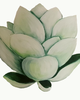 Simple acrylic painting of lotus flowers.

Please note size given is for one painting only, together they are 90cms wide and cannot be sold separately.