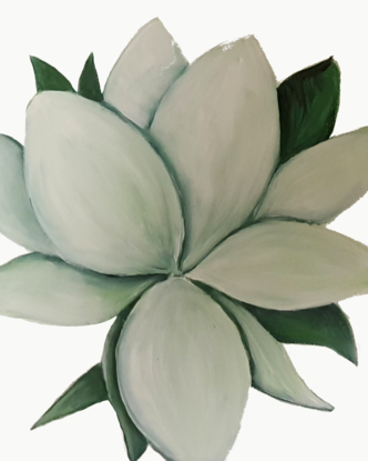 Simple acrylic painting of lotus flowers.

Please note size given is for one painting only, together they are 90cms wide and cannot be sold separately.