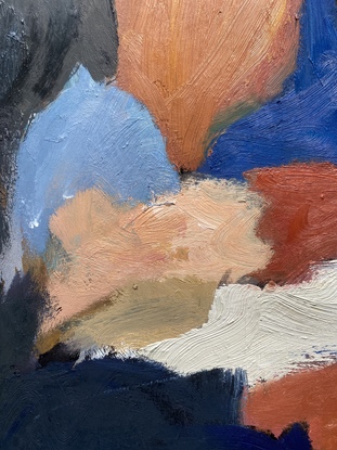 abstract still life in orange and blue