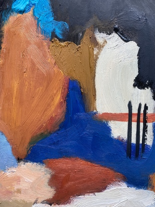 abstract still life in orange and blue