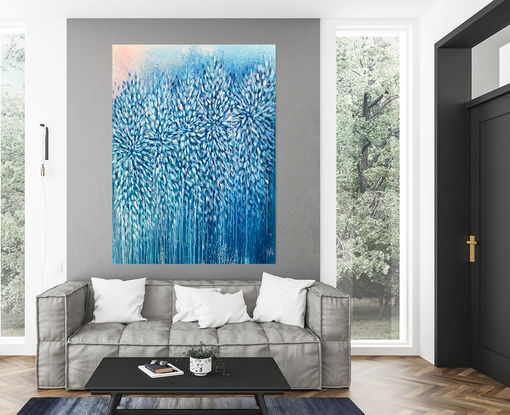 Large blue abstract artwork