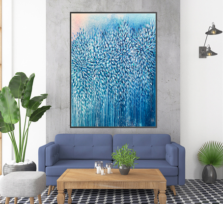 Large blue abstract artwork