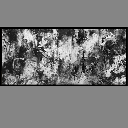 Large contrasting black and white framed abstract