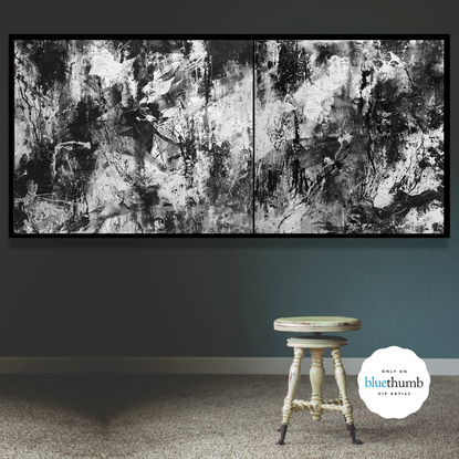 Large contrasting black and white framed abstract