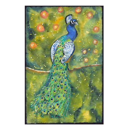 Peacock with a starry sky background