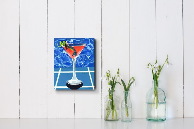 Mermaid in a Cosmopolitan Cocktail Glass