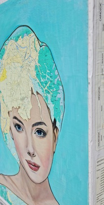 Portrait of contemporary woman on vintage map of Penrith NSW