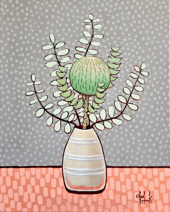 Silver dollar  and banksia in a vase