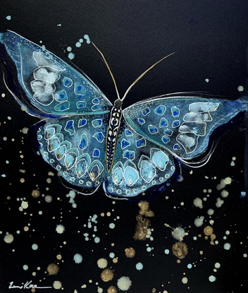 Watercolour Blue butterfly 