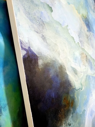 A large abstract seascape painting 