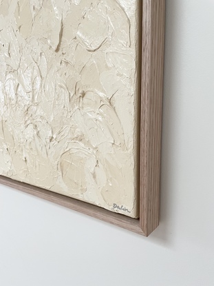 Beige texture artwork, acrylic on canvas framed in Tasmanian oak.