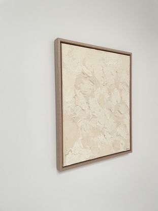 Beige texture artwork, acrylic on canvas framed in Tasmanian oak.