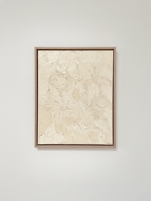 Beige texture artwork, acrylic on canvas framed in Tasmanian oak.