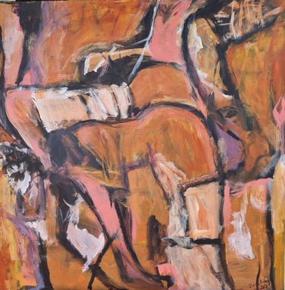 Abstract, figurative, earthy colours