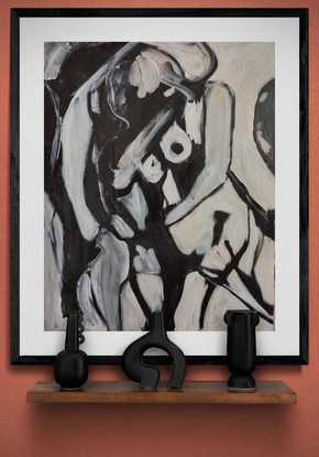 monochrome, modern, abstract, figurative