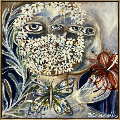 figure with flower filled mask