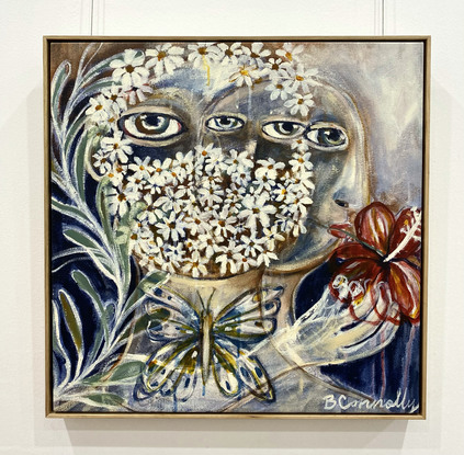 figure with flower filled mask