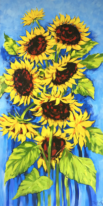 Sunflowers original acrylic painting by Irina Redine.