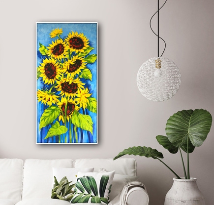 Sunflowers original acrylic painting by Irina Redine.