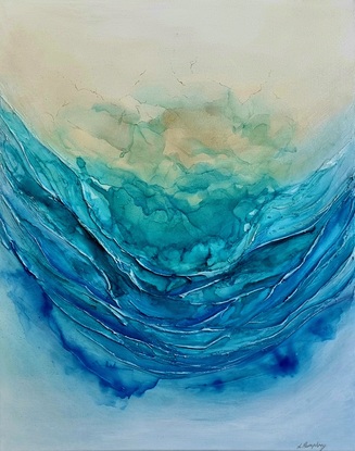 Abstract and textured with blue ripples giving the impression of waves.