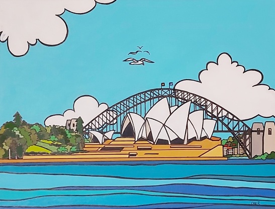 Sydney Opera House and Harbour Bridge over water