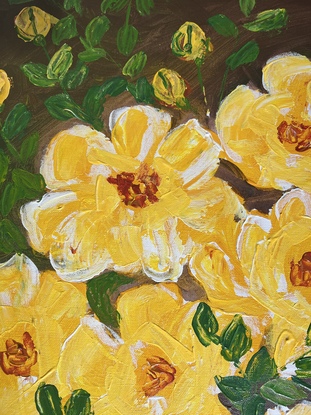 Yellow blooms in the dark background 