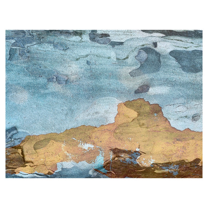 A large modern statement piece of an abstract landscape. Created by overlapping different tree trunks, creating rich colours and textures to replicate The Wild West. Ready to hang. Perfect for any interior. 