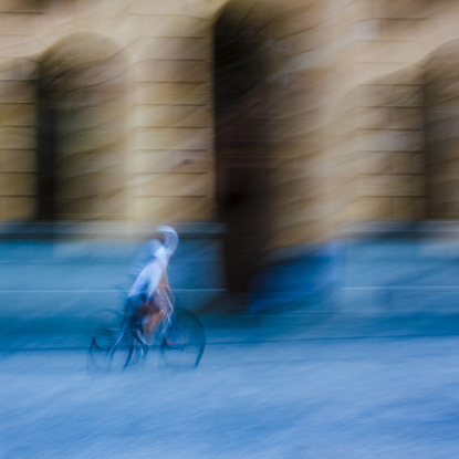 Nobody Knows Me. Riding through the city streets, captured with a single ICM shot. The gorgeous play of shadows and movement will look fabulous as a great addition for any cycle lovers inner-city abode. From the body of work - ‘ordinary interesting Kinetic City’. A single shot in-camera by emerging artist Ann Parrott with a Limited Edition of 21. 