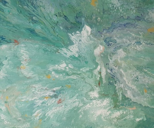 This original painting evokes the beauty of the waves and conveys feelings of joy and peacefulness.