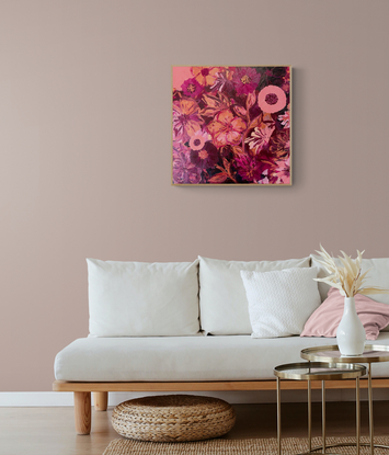 The intense colours in this piece such as maroon and burgundy combined with touches of pastel and copper tones render this artwork both stunningly unique and magical 