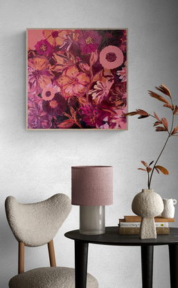 The intense colours in this piece such as maroon and burgundy combined with touches of pastel and copper tones render this artwork both stunningly unique and magical 