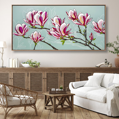 beautiful magnolia branches with blossoms