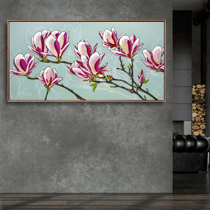 beautiful magnolia branches with blossoms