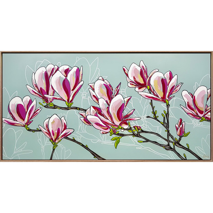 beautiful magnolia branches with blossoms