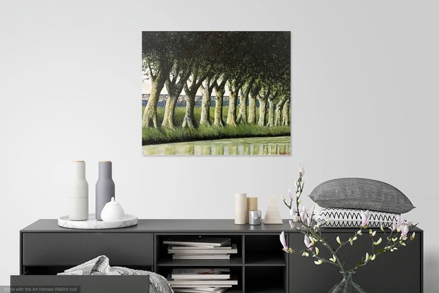 A landscape depiction of an avenue of trees in the South Western part of France, along the Canal Midi