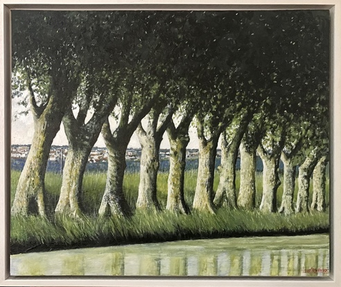 A landscape depiction of an avenue of trees in the South Western part of France, along the Canal Midi