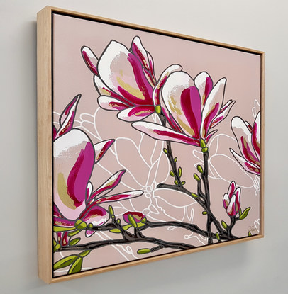 beautiful magnolia branches with blossoms