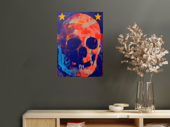 A skull portrait in pop  art style