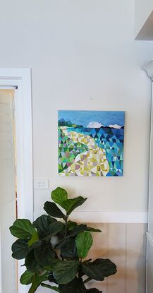 Colourful abstract of Caves Beach using pattern and geometric designs 