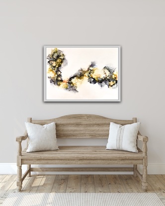 black, gold, yellow, bohemian, feminine, energetic, abstract, teenager, rainbow, colourful, statement, meaningful, spiritual, affordable, inks, fluid, floral, bright, impactful, 