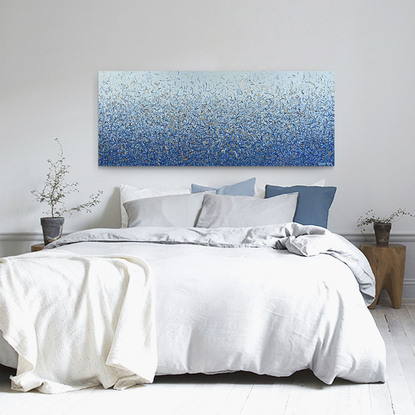 Gold Blue Water Dance blue abstract painting