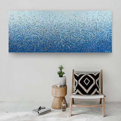 Gold Blue Water Dance blue abstract painting