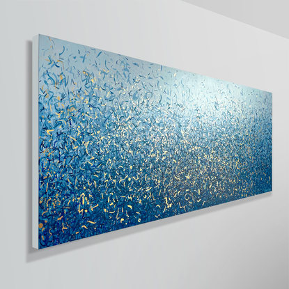 Gold Blue Water Dance blue abstract painting