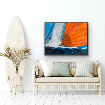 Orange Spinnaker in wild waves