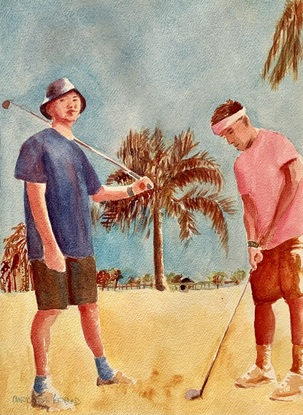 Golfers in the sunshine.